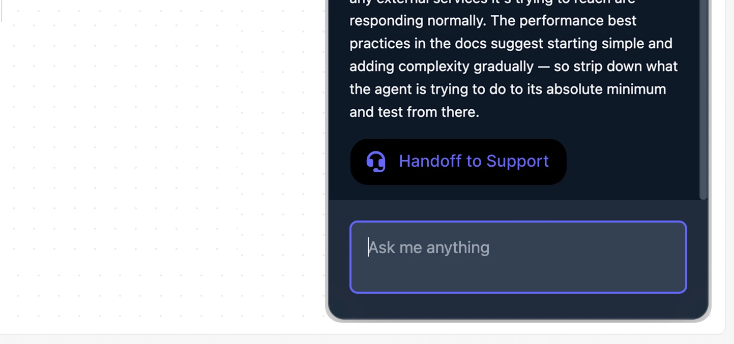 Handoff to support interface